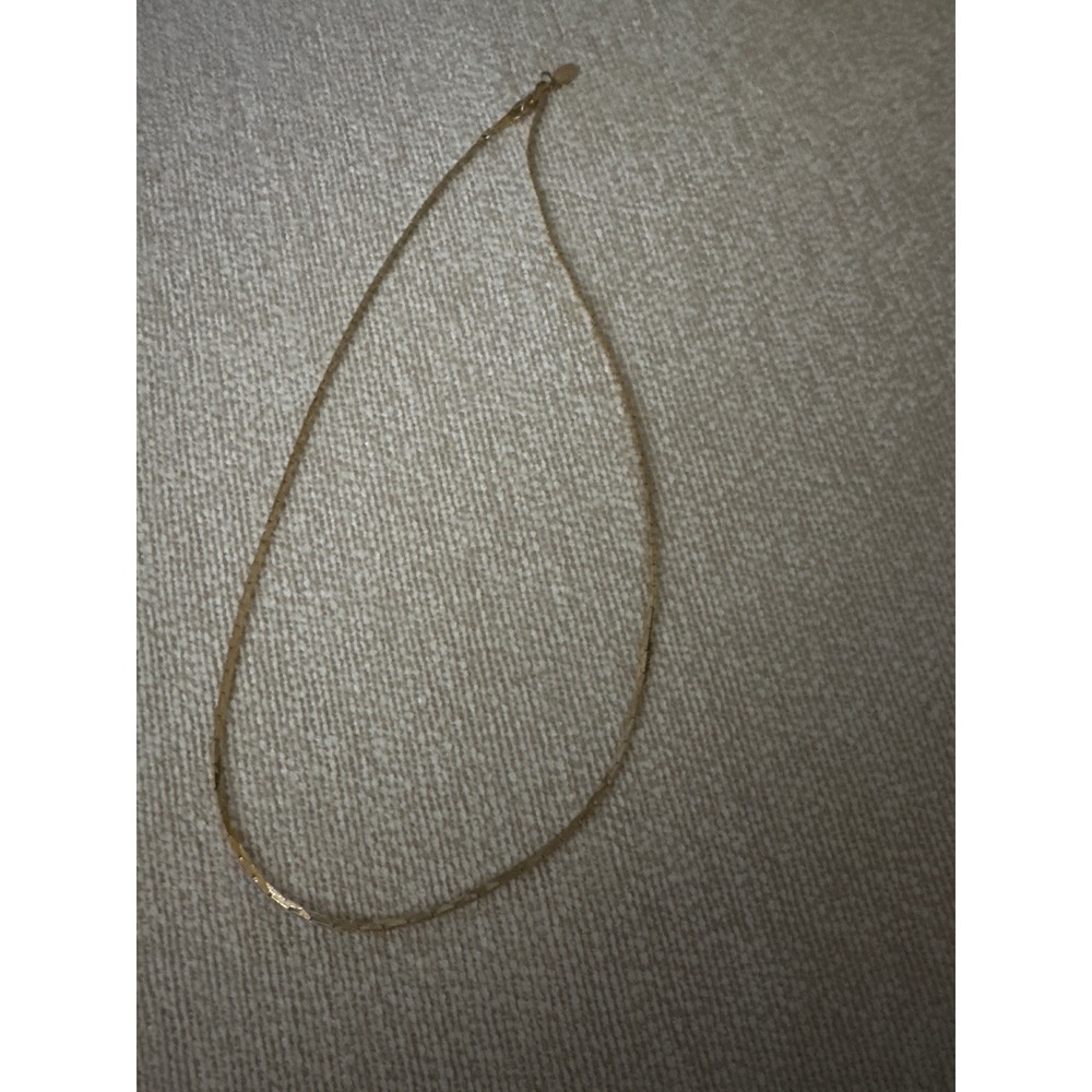 Ambassador Gold Tone Herringbone Chain Necklace Vintage Flat Link Korea